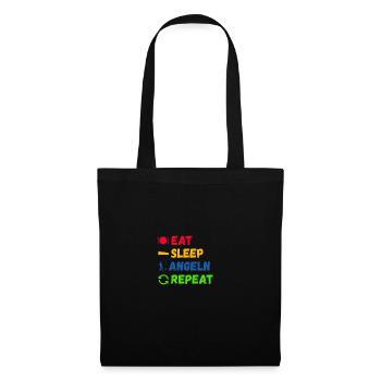 Eat Sleep Angeln Repeat Angler Geschenk Tshirt - Stoffbeutel - Schwarz - Vorne