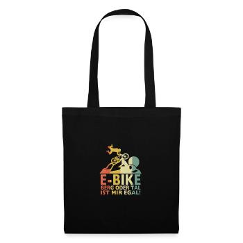 E Bike E-Bike Berg oder Tal ist mir egal - Stoffbeutel - Schwarz - Vorne