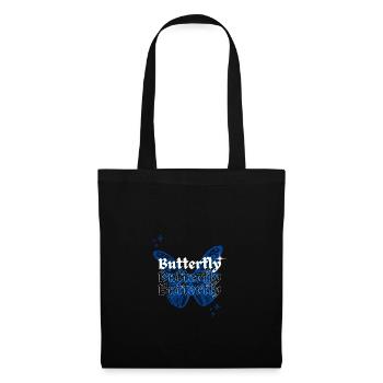 Papillon bleu - Sac en tissu - noir - Devant