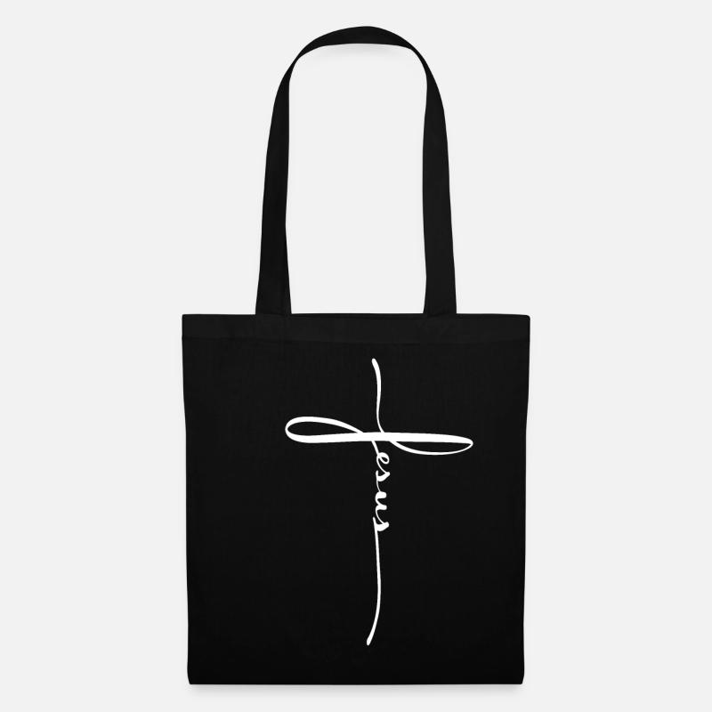 Jesus Kreuz Geschenk Christlich - Stoffbeutel - Schwarz