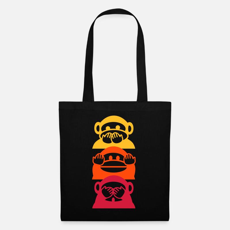 singes de couleur - Sac en tissu - noir