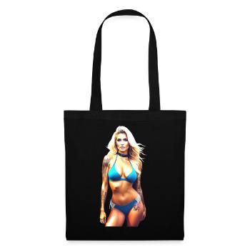 Heiße blonde Fantasy Frau mit Tattoo im Bikini - Stoffbeutel - Schwarz - Vorne