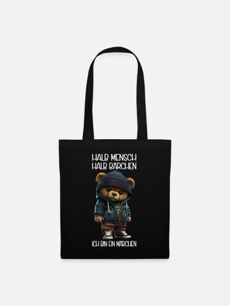 Streetwear Bär Bärchen halb Mensch... Sarkasmus - Stoffbeutel - Schwarz