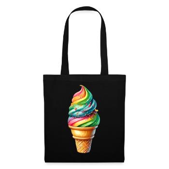 Adoucissez votre look avec ce motif de crème glacée arc-en-ciel - Sac en tissu - noir - Devant