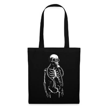 Retro Skeleton Gas Mask Illustration - Tote Bag - black - Front