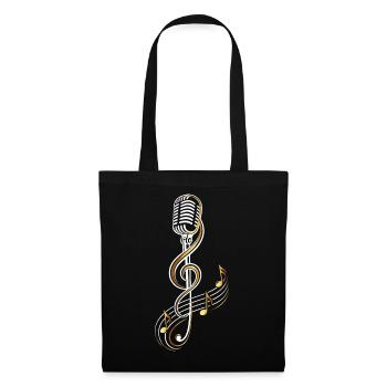Microphone vintage avec clé de sol – Musique - Sac en tissu - noir - Devant