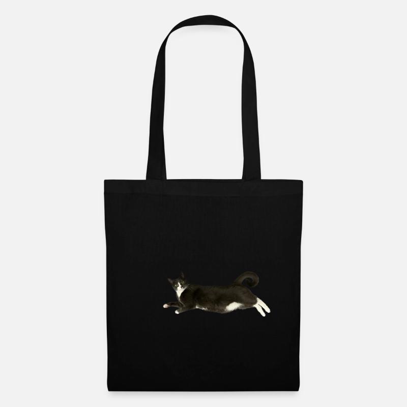 Chat gris blanc - Sac en tissu - noir