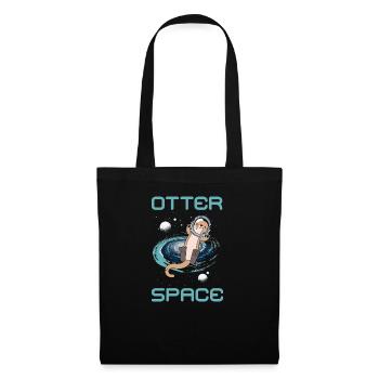 Otter Space Astronaut Lustiger Otter im Weltall - Stoffbeutel - Schwarz - Vorne