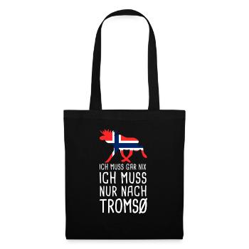 Ich Muss Nur Nach Tromsø Norwegen Norge Elch - Stoffbeutel - Schwarz - Vorne