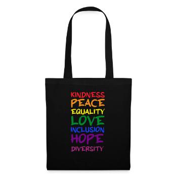 gentillesse, paix, inclusion, espoir, arc-en-ciel, gay, lesbienne - Sac en tissu - noir - Devant