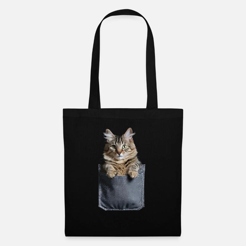Maine Coon Katze in der Tasche Geschenk - Stoffbeutel - Schwarz