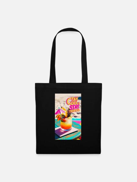 Stay cool Stay tropical - Stoffbeutel - Schwarz