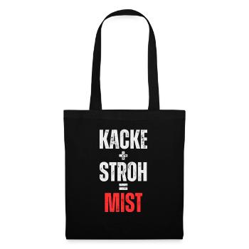 Caca + paille = excréments - Sac en tissu - noir - Devant