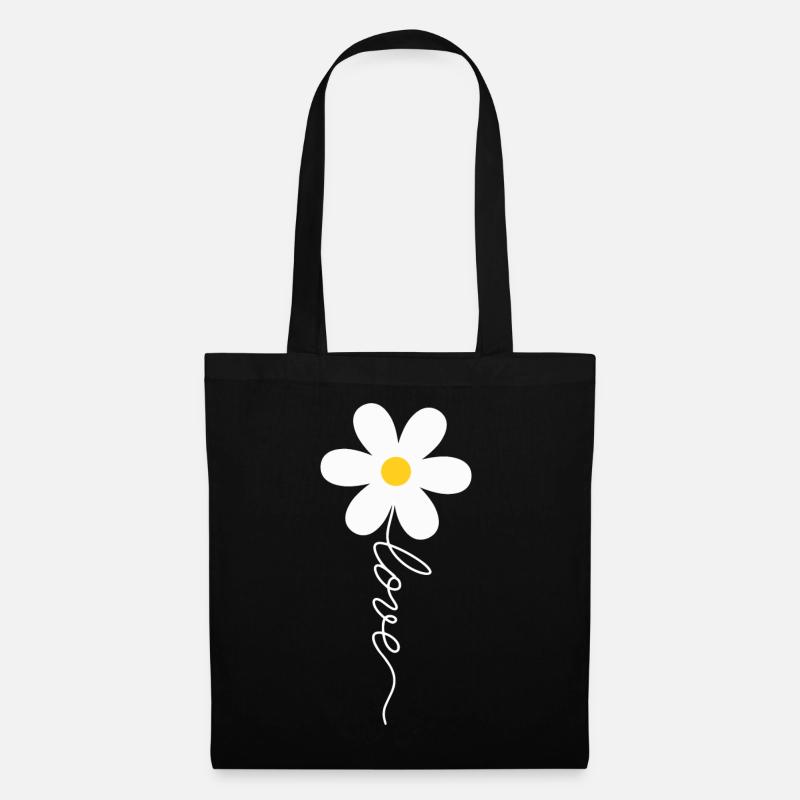 Love Blume - Stoffbeutel - Schwarz