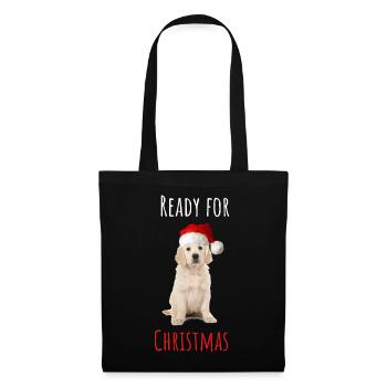 Ready for Christmas Puppy - Stoffbeutel - Schwarz - Vorne