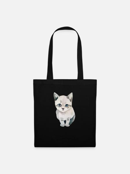 Süße Katze - Stoffbeutel - Schwarz
