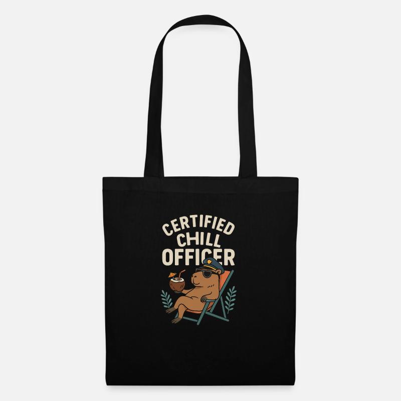 Capybara Style – Certified Chill Officer - Stoffbeutel - Schwarz