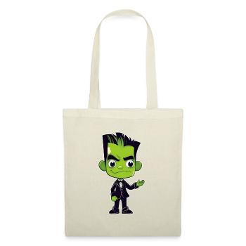 Mignon monstre vert dans un costume élégant - Sac en tissu - nature - Devant