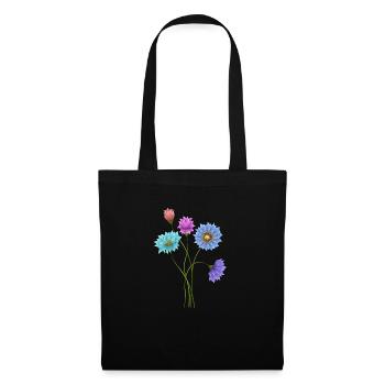 fleurs - Sac en tissu - noir - Devant
