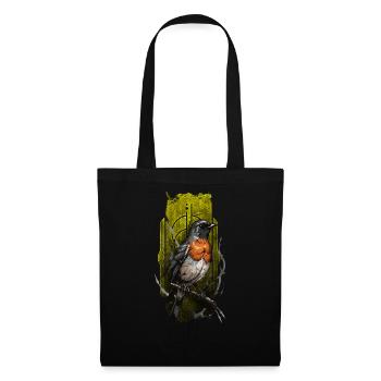 Merle d’Europe (Erithacus rubecula) - Sac en tissu - noir - Devant