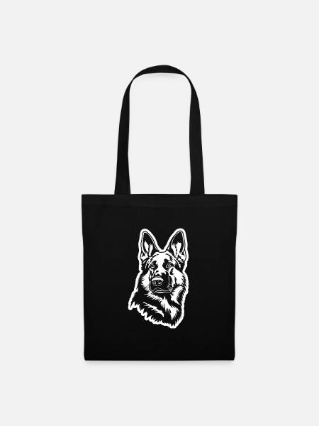 Schäferhund Hund Hundekopf - Stoffbeutel - Schwarz