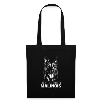 Malinois la vie est meilleure Chiens Dire Wilsigns - Sac en tissu - noir - Devant