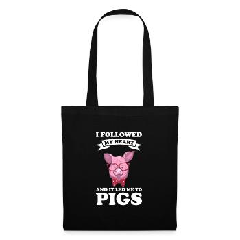 Schweine Schweinefarm Geschenk - Stoffbeutel - Schwarz - Vorne