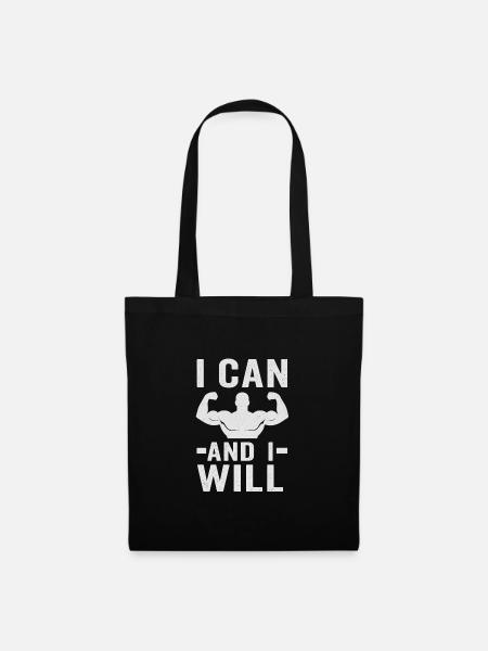 Empowering Muscle Quote Design - Tote Bag - black