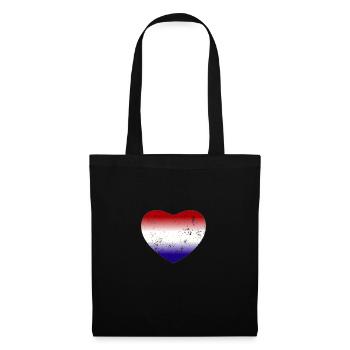 Hollande Pays-Bas Drapeau Herz - Sac en tissu - noir - Devant