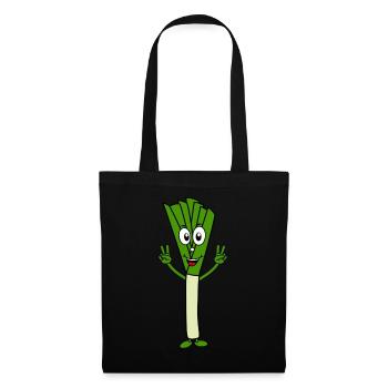 Drôle de poireau Signe de victoire légume fitness vert - Sac en tissu - noir - Devant