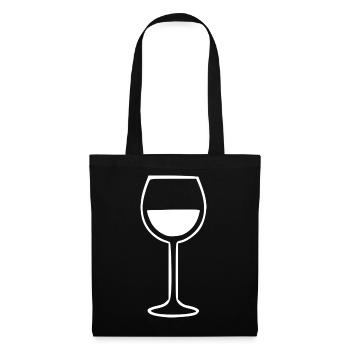 Wein Weinglas Weißwein Rotwein - Stoffbeutel - Schwarz - Vorne