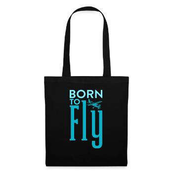 Born to Fly Pilot Aviation - Stoffbeutel - Schwarz - Vorne