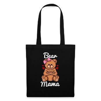 Bär Mama Finger Herz Bär Schleife - Stoffbeutel - Schwarz - Vorne
