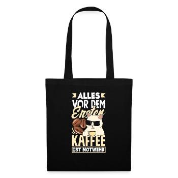 Alles vor dem ersten Kaffee ist Notwehr Lustiges - Stoffbeutel - Schwarz - Vorne