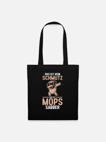 Hund Mops - Stoffbeutel - Schwarz