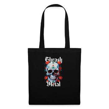 Thrash Metal design with skull and roses. - Tote Bag - black - Front