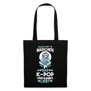 Anime Manga Gamerin Zocker K-pop - Stoffbeutel - Schwarz - Vorne