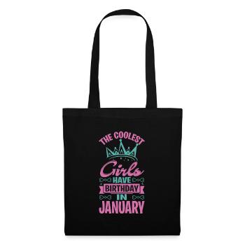 Anniversaire des filles et des enfants en janvier - Sac en tissu - noir - Devant