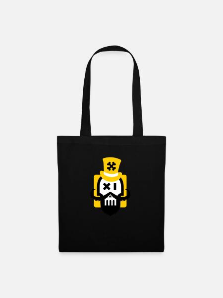 Bearded skull yellow - Tote Bag - black
