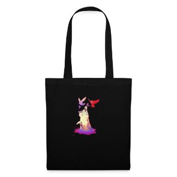 chat, pigeons, coloré, oiseaux, chatons, chat - Sac en tissu - noir - Devant