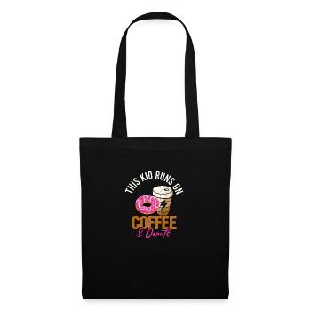 This Kid Runs On Coffee And Donuts Vintage Sprüche - Stoffbeutel - Schwarz - Vorne