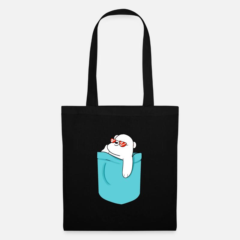 Pocket Eisbär Bär Sonne Cool Tasche - Stoffbeutel - Schwarz
