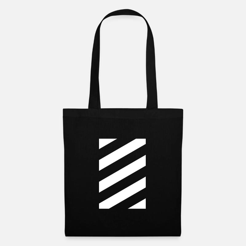Design minimaliste - Rayures Blanches Diagonal - Sac en tissu - noir