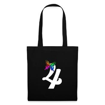 4 Birthday Girl 4 ans Papillon coloré - Sac en tissu - noir - Devant