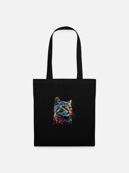 Colorful American Shorthair Cat Gaze - Stoffbeutel - Schwarz