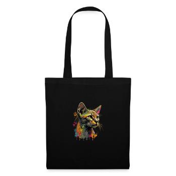 Abyssinian Cat Colorful Gaze - Stoffbeutel - Schwarz - Vorne