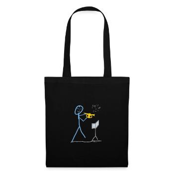 Trumpet Music Stick figure Plays melody - Tote Bag - black - Front