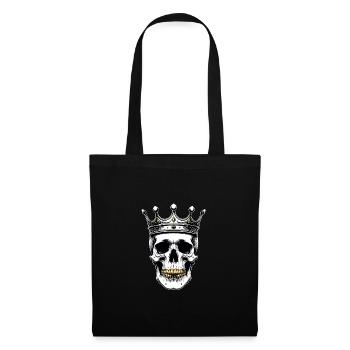 Skull mit Krone Skullkönig - Stoffbeutel - Schwarz - Vorne