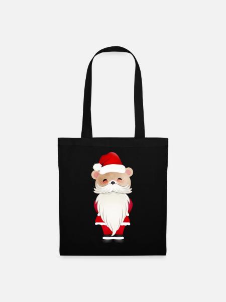 KLEINER WEIHNACHTS BÄR MIT SANTA MÜTZE UND BART - Stoffbeutel - Schwarz