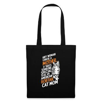 Katze American Bobtail Geschenk - Stoffbeutel - Schwarz - Vorne